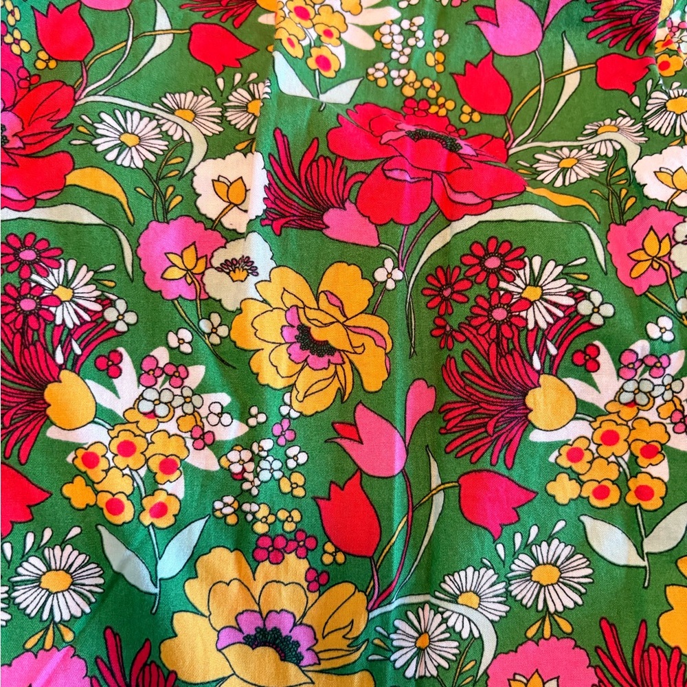 Multi-Colored Floral Print Drawstring Pull-On Paj… - image 2